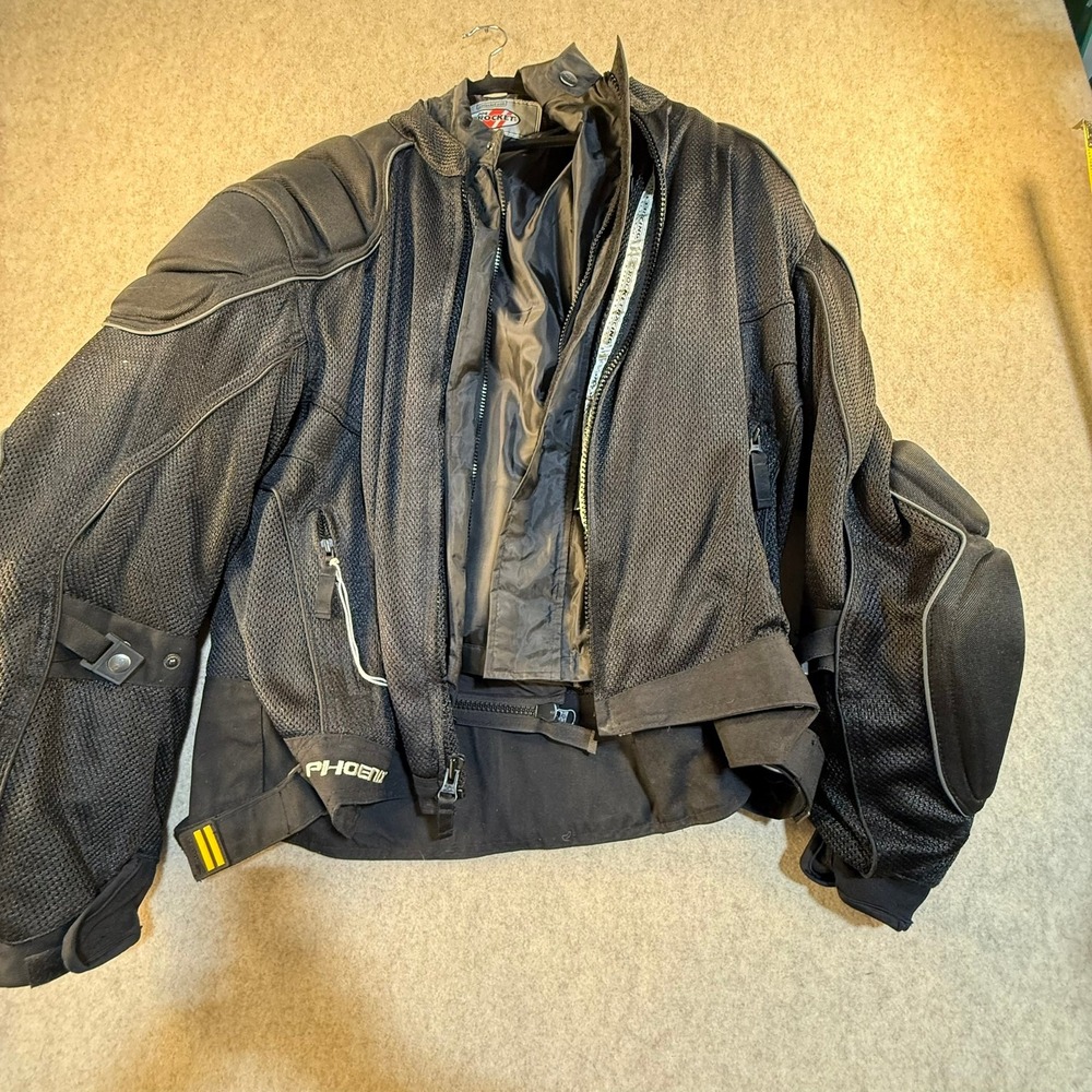 Joe Rocket Phoenix Mesh Motorcycle Jacket Black Padded Armor Riding Gear